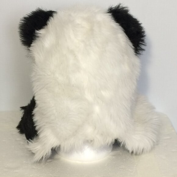 Womens Winter Hat With Paw One Size Faux Fur With Mittens Attached Black White - Picture 3 of 6